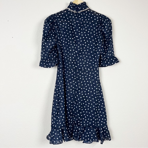 Sandro Pearl Crystal Polka Dot Mini Dress Size 36 - Picture 8 of 10